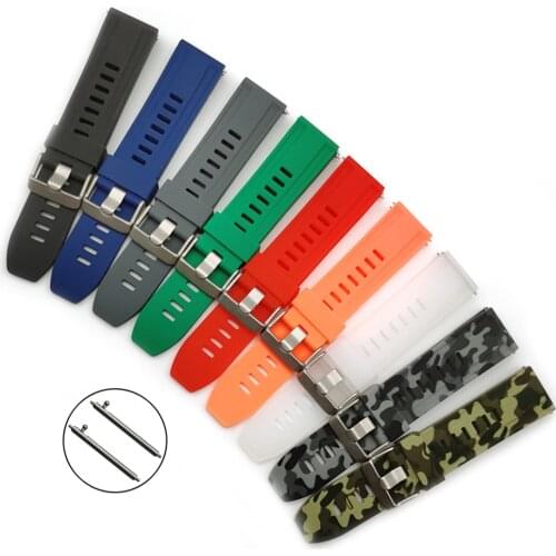 18mm 20mm 22mm 24mm Quick Release Silicone Watch Strap Camouflage Sport Waterproof Rubber Wrist Bracelet Band Accessories