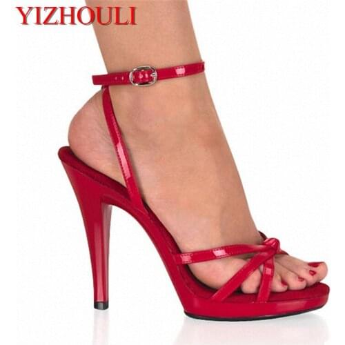 13cm Hot sexy shoes fashion womens open toe platform sandals classic knot Stiletto With Platform black Dance Shoes
