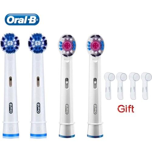 Original Oral B Replacement Brsuh Head Soft Bristle Suit for all Kinds of Teeth Whiten Teeth 4 Heads with 4 Covers as gift