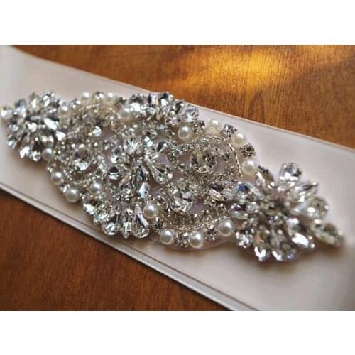 Rhinestone applique, bridal sash applique, delicate bridal headpiece