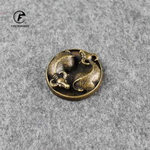 Solid Brass Double Cattle Gossip Cow Small Ornament Copper Handmade Antique Animal Statue Figurine Office Desk Home Decoration