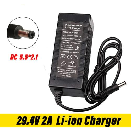 29.4V2A High Quality ChargerElectric Bicycle Lithium Battery Charger for 24V Lithium Battery Pack DC Plug Connector Charger
