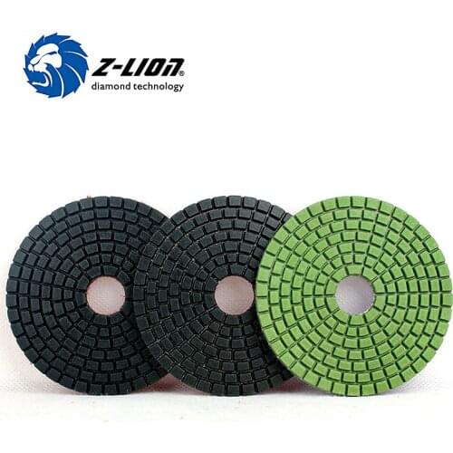 Z-LION 3 Steps Polish Pads 4" Diamond Grinding Ceramic Tile Stone Polishing Pad 3 Pcs Ceramic Whetstone Flexible Grinding Disc