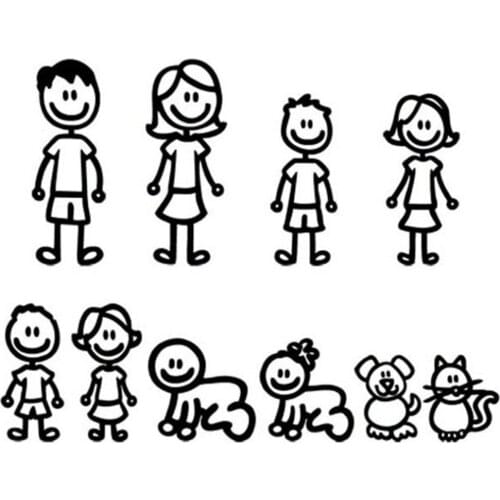 Funny Family Member Decorative Reflective Auto Decal Cartoon Car Sticker Bumper Car Body Decal Supplies