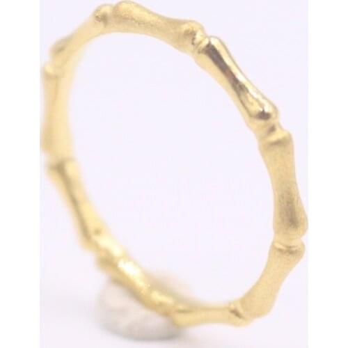 Gold 999 24K Yellow Gold Ring For Women Bamboo Shape Womans Gold Ring US 7