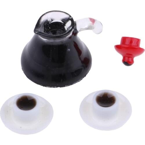 1/12 Dollhouse Miniature Coffee Cups And Coffee Kettle Food Drink Accessory