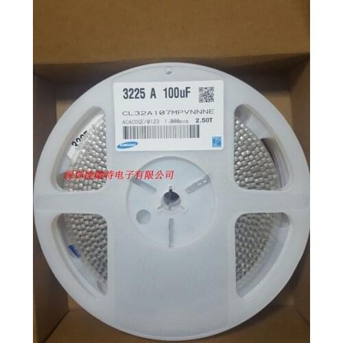 1210 107 SMD capacitor CL32A107MQVNNNE 3225A 100U ±20% X5 R 6.3V Original CL32A107MQVNNNE 1210 SMD capacitor 6.3V 100UF ±20% X5R