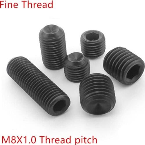 20pcs/Lot m8 DIN916 fine thread M6 x 1.0 thread pitch alloy steel Cup Point Grub Hex Socket Set Screws