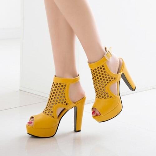 2021 Big Size 50 Women Sandals Pu Buckle Summer High Heels Platform Sandals Fashion Party Prom Shoes Ladies