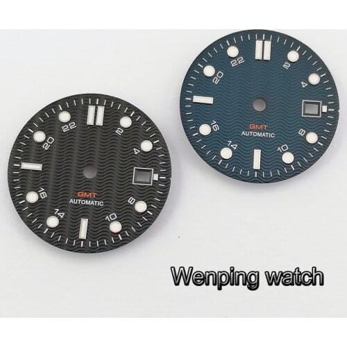 31mm Bliger black blue luminous watch Dial Fit ETA 2836/2824 DG2813/3804 Miyota 8215 821A