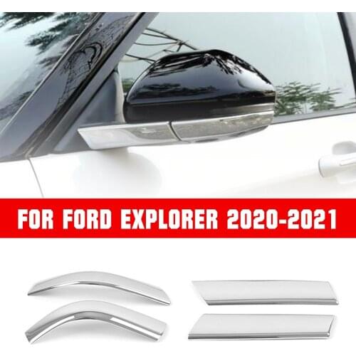 For Ford Explorer 2020-2021 ABS Chrome Exterior Rear View Mirror Strip Trim 4pcs