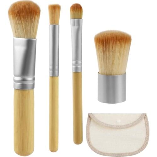 4PCS Nail Art Dust Cleaner Brush, Natural Bamboo Makeup Brushes, Powder Eye Shadow Foundation Brush Blending Beauty Maquiagem