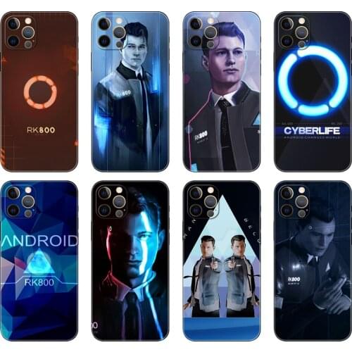 Black tpu case for iphone 5 5s se 6 6s 7 8 plus x 10 XR XS 11 12 mini pro MAX back cover Detroit Become Human RK800 Connor