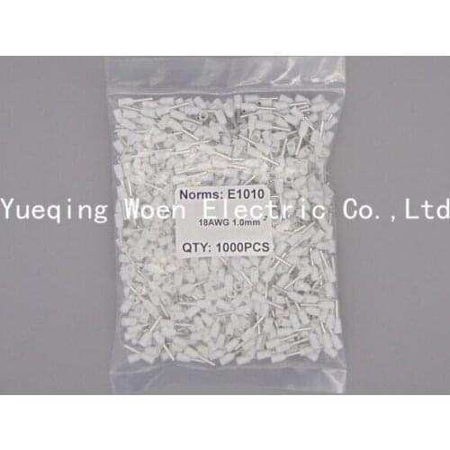 E1010 Wire Copper Crimp Connector Insulated Cord Pin End Terminal 18AWG 1mm