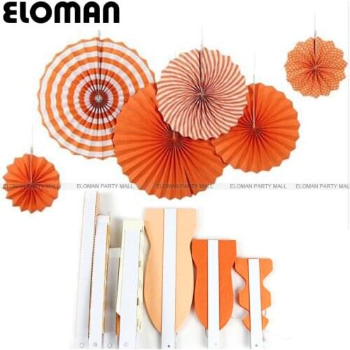 ELOMAN 6PCS/set beauty party fans for baby shower birthday wedding party backdrop paper fans hanging decorations