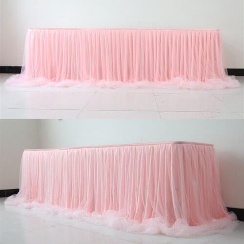 Tulle Tutu Table Skirt For Wedding Baby Shower Party Tablecloth Decorative Skirt Home Textile Desk Decor Multi-Color