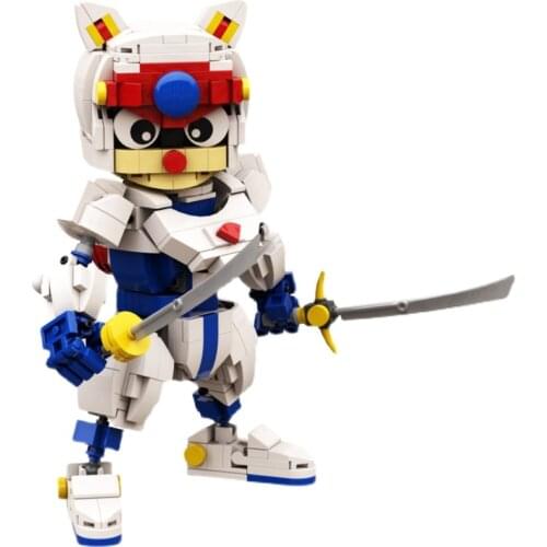 Anime Figure Building Blocks Kids Toys Samurai Pizza Cat Action Figure Model 18cm 500pcs Assemble Bricks Toys For Children