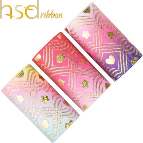 HSDRibbon 3 inch 75MM Custom Valentines Day series Heat transfer with foil on grosgrain ribbon