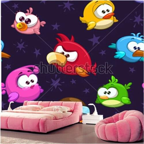 Custom papel DE parede infantil large murals be hilarious cartoon birds for children sitting room wall vinyl papel DE parede