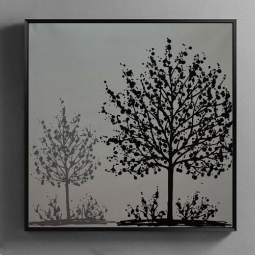 Oil Painting Hand painted Abstract Tree Black and white Wall art Picture for living room Paintings Canvas Modern Home decor #952