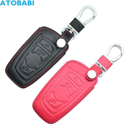 Leather Car Key Cover For BMW X3 X4 1 2 3 GT 5 6 7 M2 M3 M4 M5 M6 3 4 Buttons Smart Remote Control Fob Case Keychain Protect Bag
