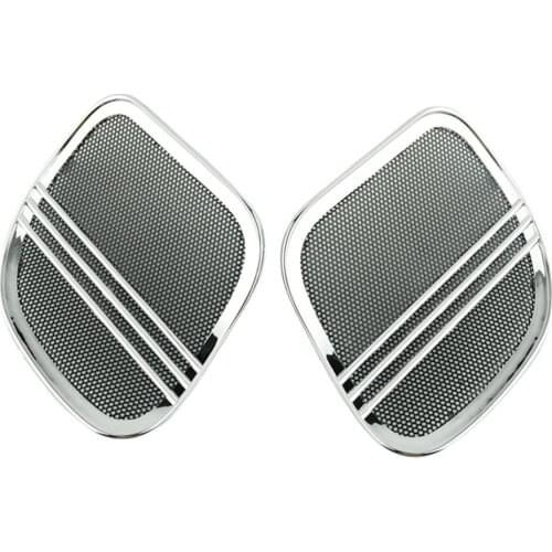 Motorbike Covers Parts Chrome Or Black Motorcycle Tri-Line Speaker Grills Cover Trim Mesh For Harley Road Glide 2015-2018 2016