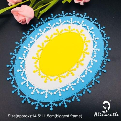 Die Cut Metal Cutting Cut Snowflakes Border Oval Alinacraft Scrapbook Paper Craft Handmade Card Punch Art Knife Cutter Die