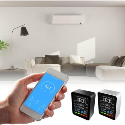 CO2 Monitor Portable Air Quality Indoor Temp & Humidity Meter Real-time Monitoring Analyzer Bluetooth Connection Household