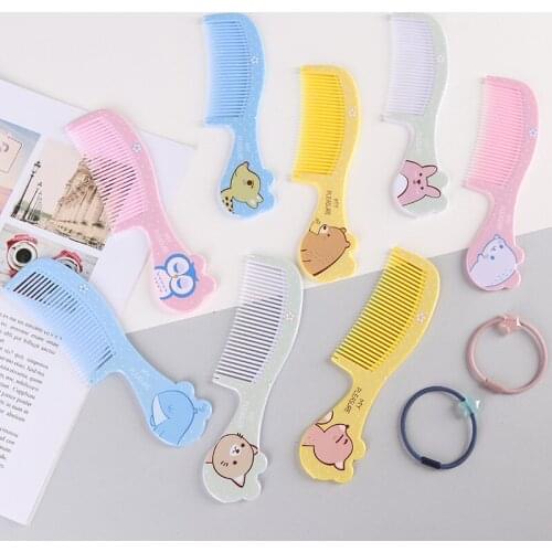 Cartoon comb portable plastic compact comb cute childrens comb ribs comb antistatic fine tooth comb