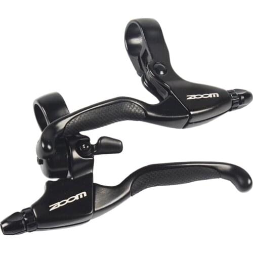 MTB Road bike Brake Lever Set Aluminum Alloy Black Bicycle Handle 4-Finger Left & Right with Bell V-Brake