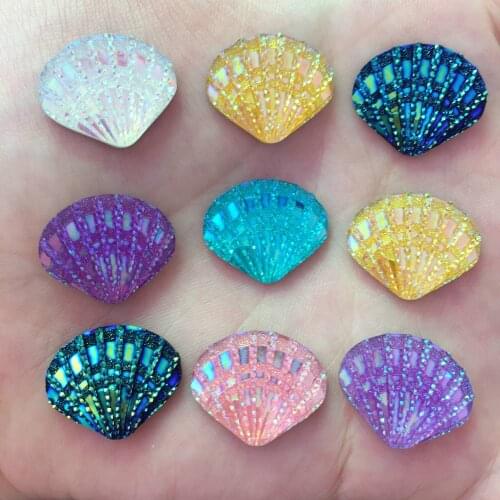 New 20PCS AB Resin shiny Shell shape Flatback Rhinestone Embellishment DIY Wedding appliques SR95
