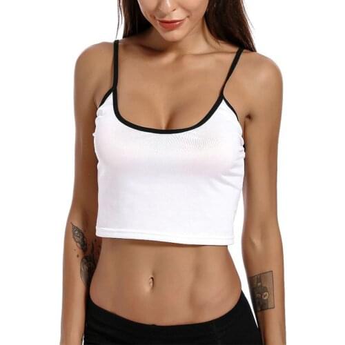 NEW 2021 Women Sexy Fashion Short Tops Sleeveless Summer Casual Spaghetti Strap Solid UnPadded Camisoles Sport Bra