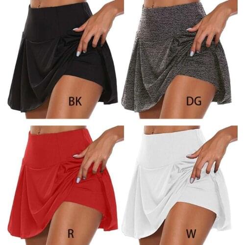 New Women Athletic Tennis Golf Sports Trousers Skirt 2-In-1 Stretchy Running Leggings Skorts Solid Color Active Shorts S-5XL