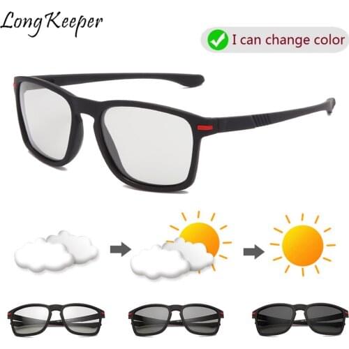 Classic Photochromic Sunglasses Men Polarized Chameleon Glasses Square Color Change Matte Sun Glasses Women Transition Shades