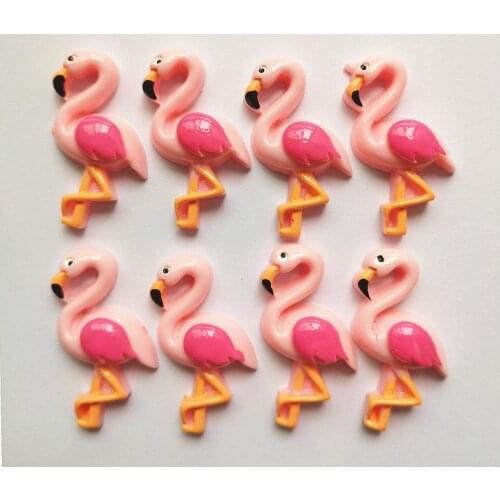 8pcs 20*35mm Kawaii Flamingos Resin Flatback Charms Pendants for DIY Decoration Hair Accessories Making
