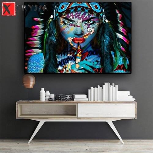 Full Square Diamond Painting Abstract doodle indian woman Mosaic Needlework Picture Of Diamond Embroidery Sale Home Decor