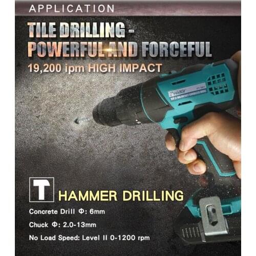 Proskit PT-1801G 18V Lithium Battery Impact Drill LED Light High Impact Dual Speed Rechargeable Electrician Combination Tool