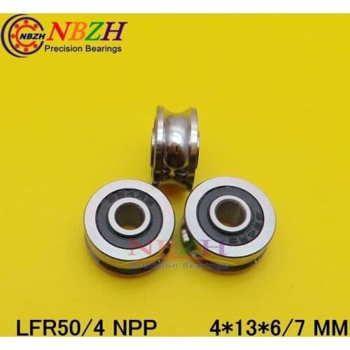 Free Shiping LFR50/4 NPP LFR50/4 KDD Groove Track Roller Bearings 4*13*6*7 mm (Precision double row balls) ABEC-5