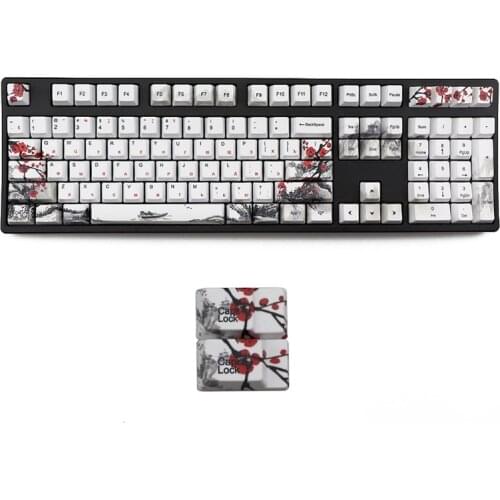 Russian Wangjiang Plum Blossom PBT Five sides Dye-subbed 110 Keys OEM Profile Russian Keycap for Diy Mechanical Keyboard Keycaps