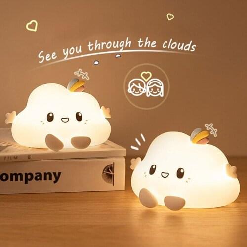 Cute Cloud Silicone Color Changing Night Light LED Rechargeable Bedside with Sleeping Lamps Christmas Gifts for Children