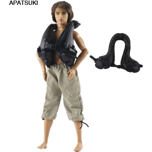 Black Safety Swimming Life Jacket Inflatable Vest for Ken Doll Outfits Clothes for Ken Boy Doll Water Sports Clothes Accessories