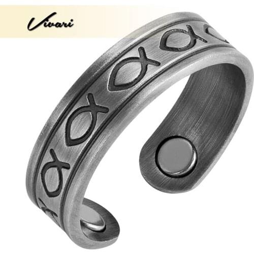 Vivari Womens 100% Copper Magnetic Silver Adjustable Fashion Accessories Ring