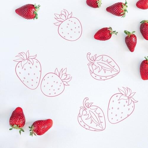 Funlife Pink Strawberry Waterproof Wall Stickers for Kids Water Cup,Cute Fruit Vinyl Stickers Decal for Children Furniture Decor