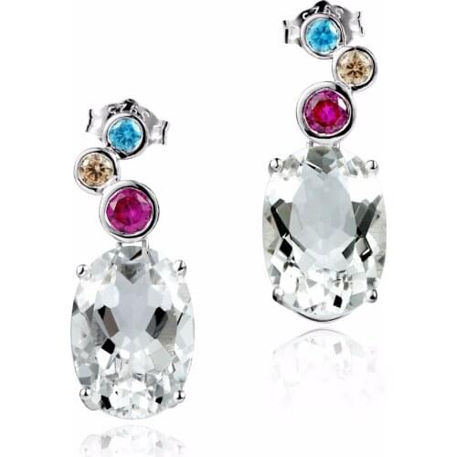 Dormith Natural Gemstone 10.52 Carats Natural White crystal earrings for women