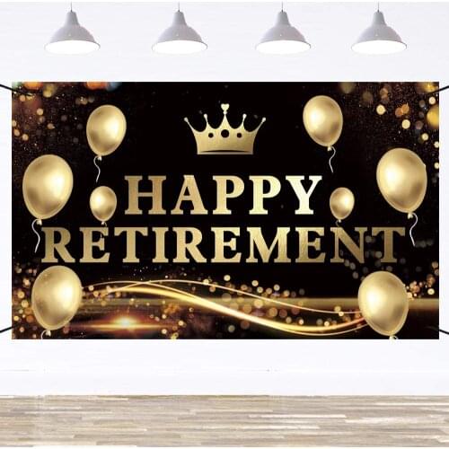 Golden Balloon Happy Retirement Backdrop Photo Background Retirement Party Decor Photo Booth Prop