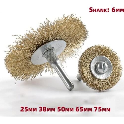 1x Steel Wire Brush Brass Wheel Flat Cup Shank Metal Surface Cleaning Drills Grind Rust Removal Drill High Quality Rusty Remove