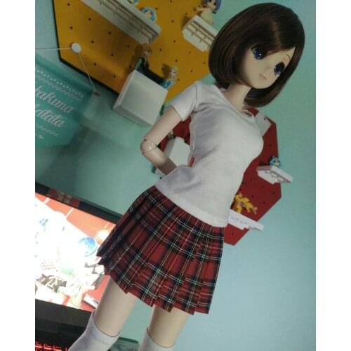 N01-X038 children handmade toy 1/3 1/4 Doll Accessories BJD/SD doll clothes Red plaid skirt 1pcs