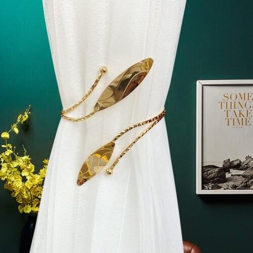 2pcs/set Leaves Curtain Bandage Metal Curtain Straps Bedroom Living Room Curtain Decoration Accessories Holdback Curtain Hooks