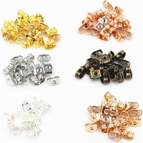 200pcs/lot Ear Post Studs Backs Stopper Scrolls Ear Post Butterfly For Jewelry Making DIY Blocked Caps Earring Backs Stoppers