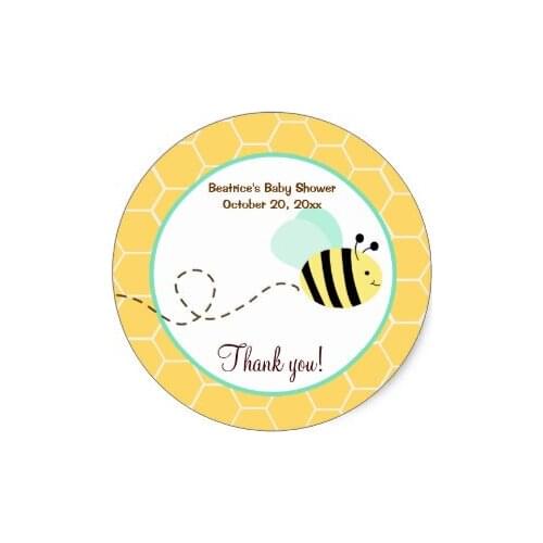 3.8cm Bumble Bee Round Favor Sticker